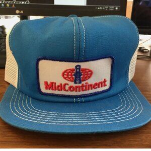 Vintage MidContinent Oil Derrick Blue Snapback Trucker Baseball Cap Hat